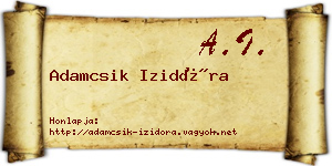 Adamcsik Izidóra névjegykártya
